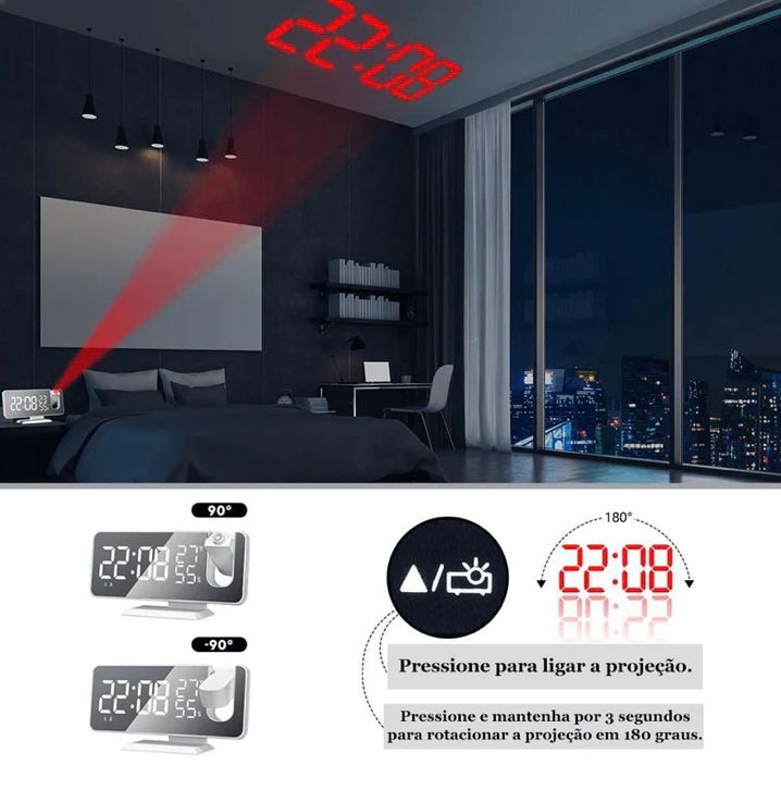 Relógio Digital LED Smart Alarm